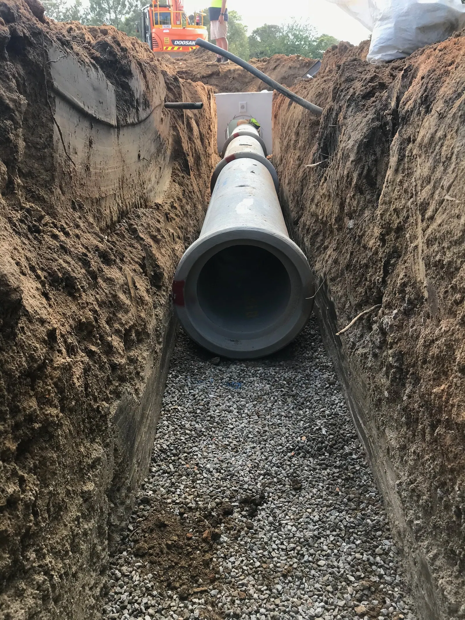 New pipe laid in a trench